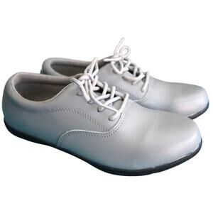 Dr Max Comfort System Lace Up Gray Leather Oxfords Shoes Womens 8.5 Round Toe